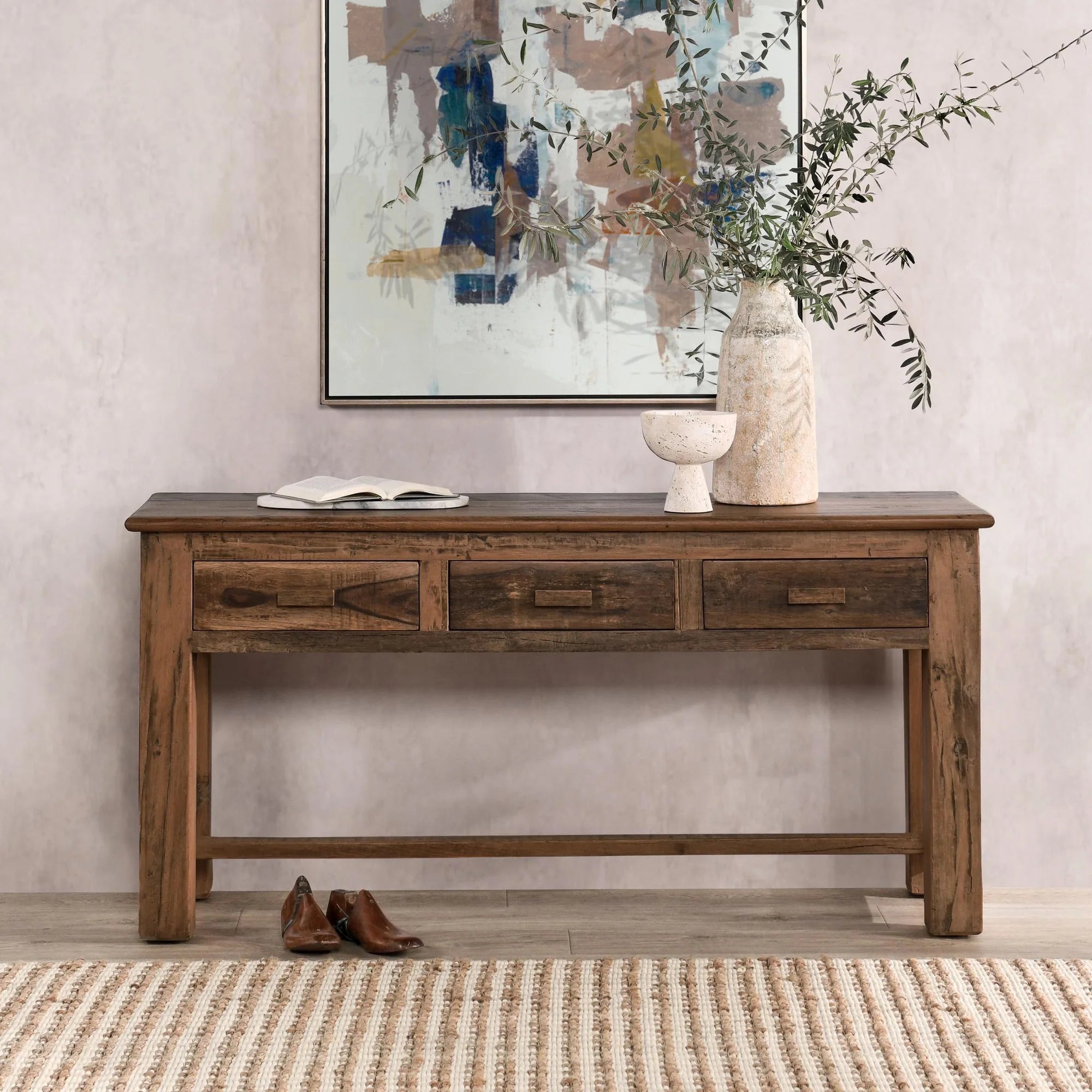 Cyprus 62" 3 Drawer Console Table - Natural