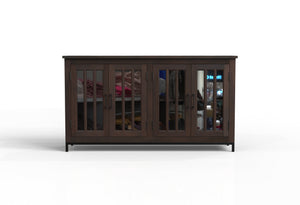 Walter 72" 4 Door Glass Front Sideboard - Natural + Black