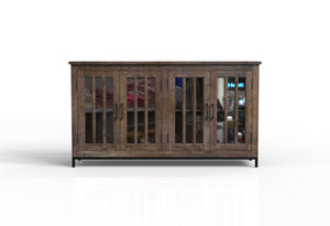 Walter 72" 4 Door Glass Front Sideboard - Natural + Smoke