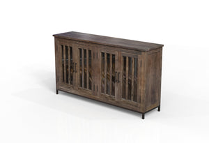 Walter 72" 4 Door Glass Front Sideboard - Natural + Smoke