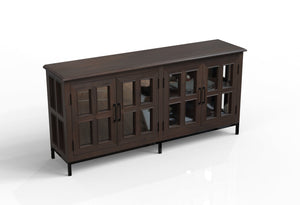 Tomas 76" 4 Door Glass Front Sideboard - Natural + Black