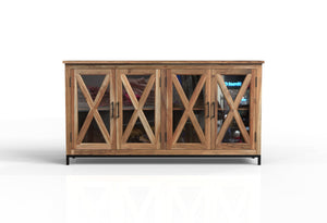 Wesley 76" 4 Door Glass Front Sideboard - Natural