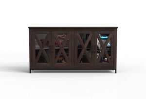 Wesley 76" 4 Door Glass Front Sideboard - Natural + Black