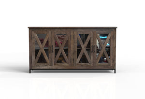 Wesley 76" 4 Door Glass Front Sideboard - Natural + Smoke