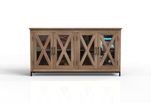 Wesley 76" 4 Door Glass Front Sideboard - Natural + Gray