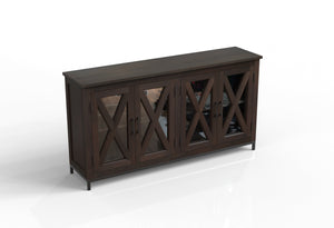 Wesley 76" 4 Door Glass Front Sideboard - Natural + Black