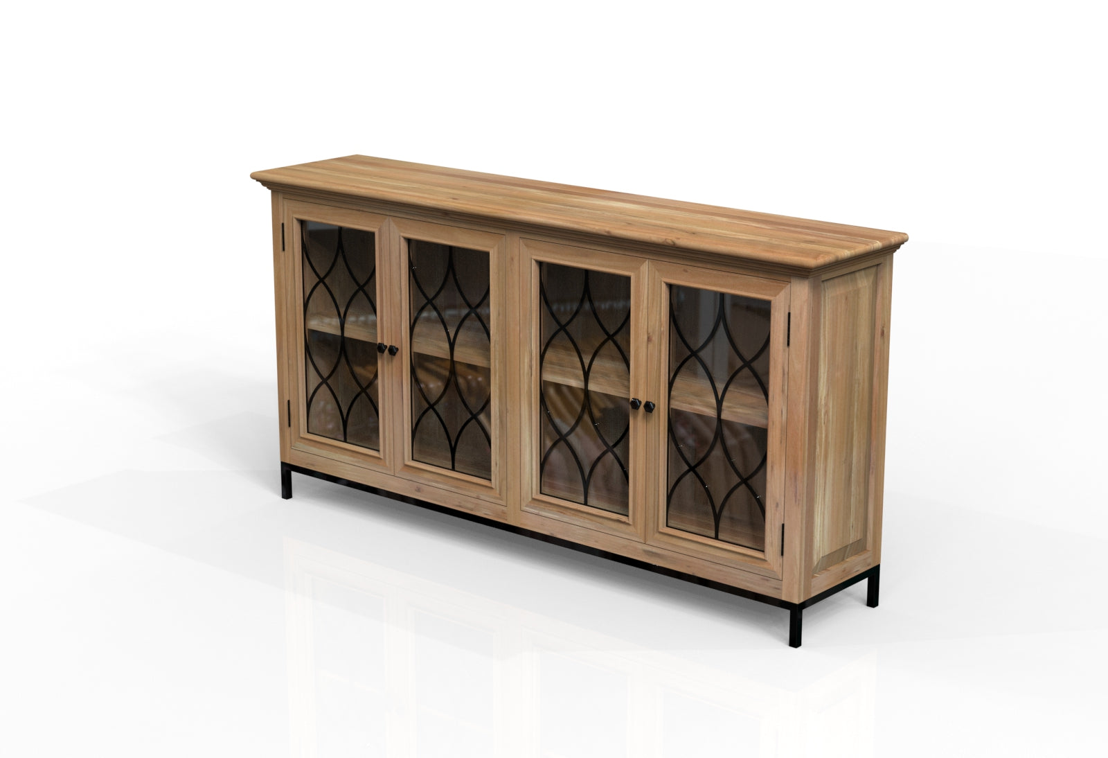 Eliza 82" 4 Door Glass Front Sideboard - Natural + Gray