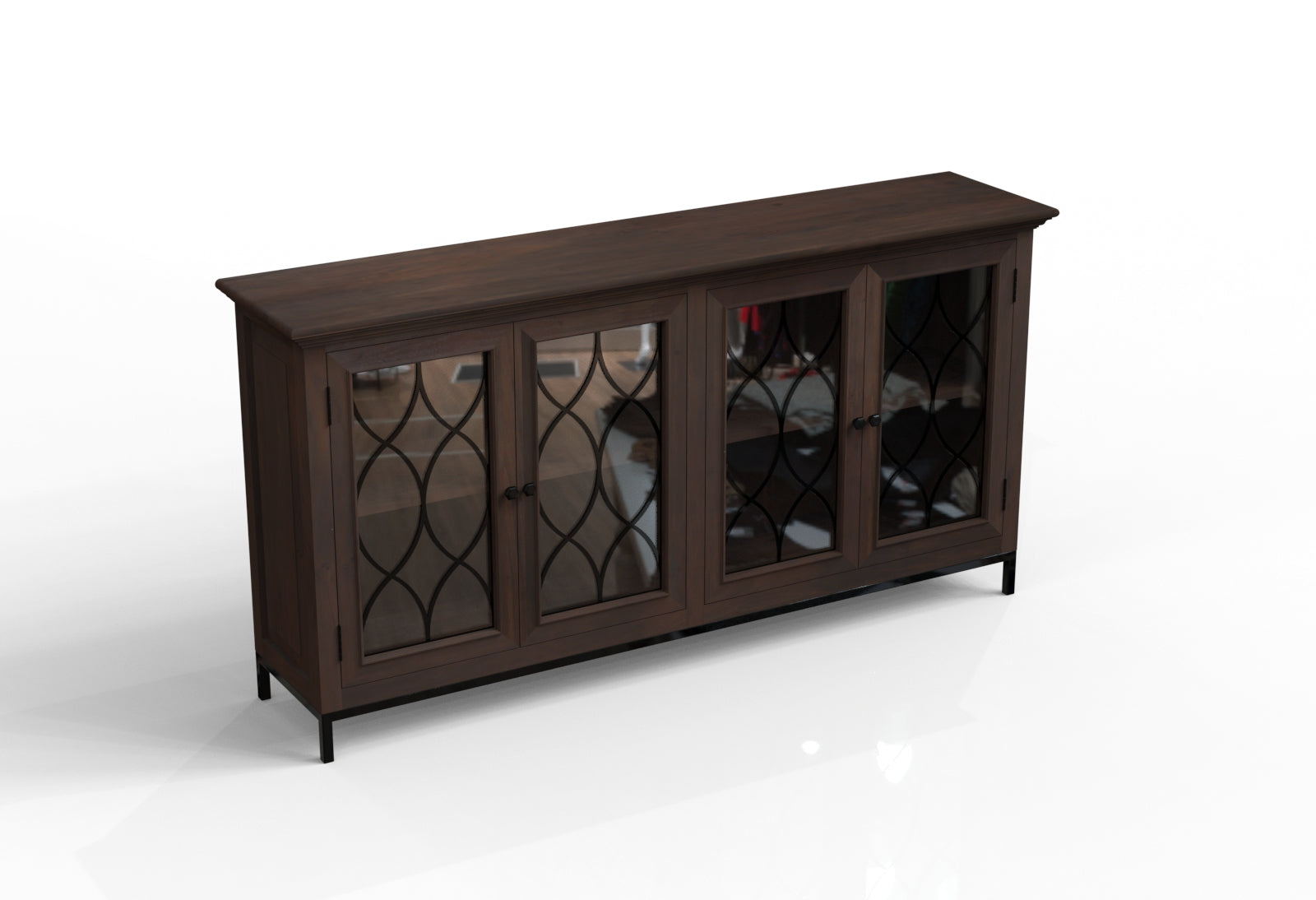 Eliza 82" 4 Door Glass Front Sideboard - Natural + Black