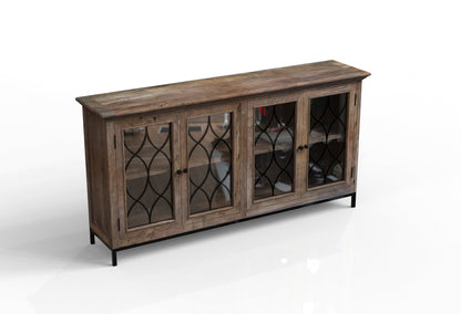 Eliza 82" 4 Door Glass Front Sideboard - Natural + Smoke