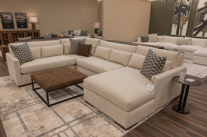 Bradley 36" Square Black Metal Frame Tufted Ottoman Coffee Table -   Cafe Nubuck