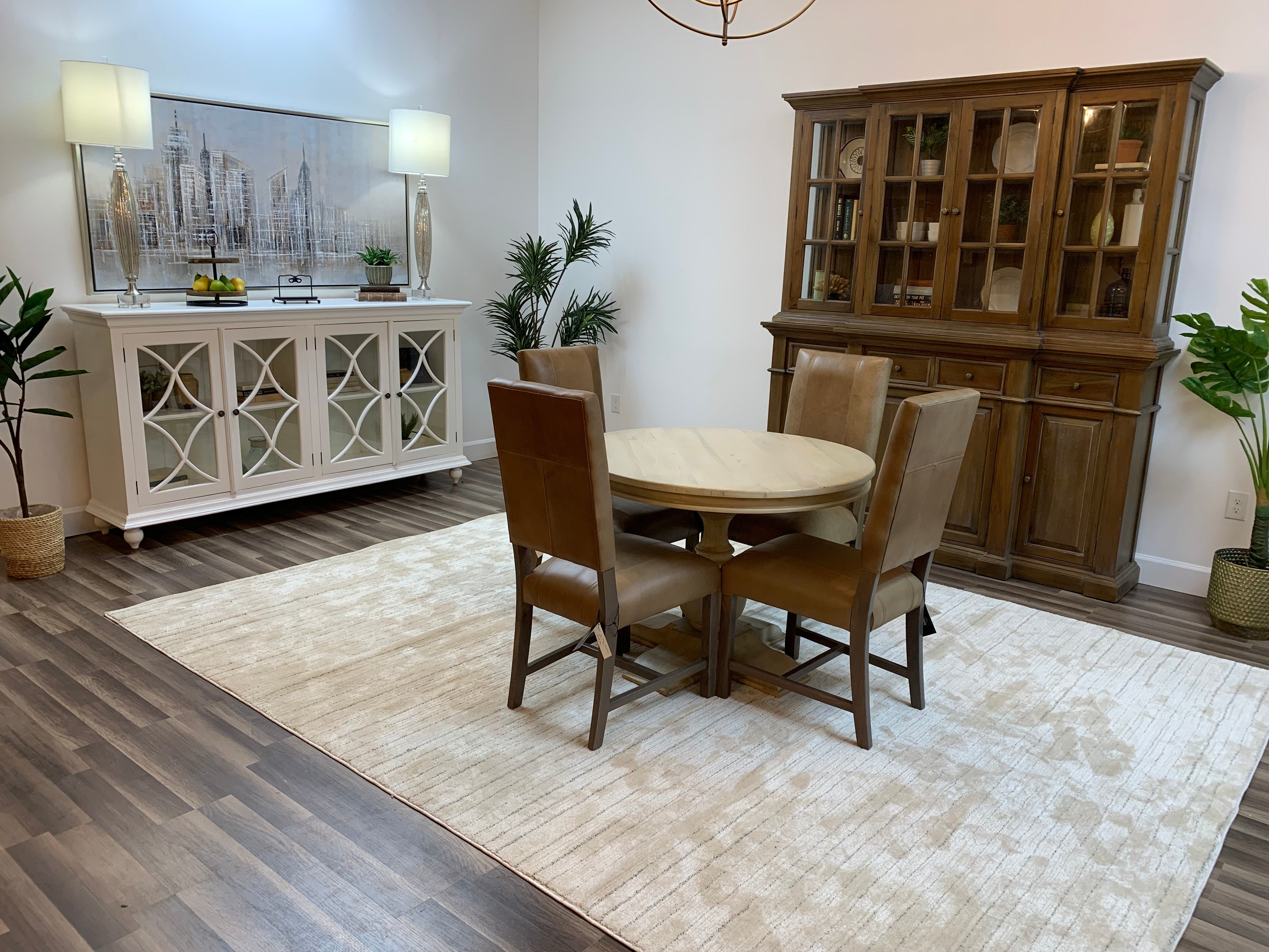 Marcia 42" Acacia Round Dining Table - New White Wash