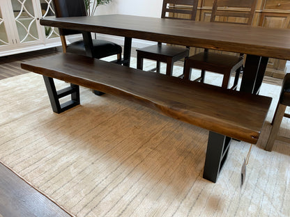 Malcolm Acacia Live Edge Dining Bench - Natural + Black