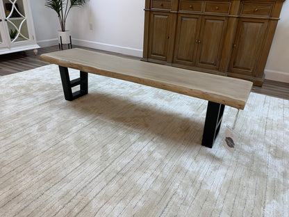 Malcolm Acacia Live Edge Dining Bench - New White Wash