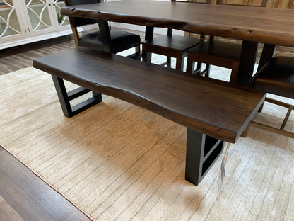 Malcolm Acacia Live Edge Dining Bench - Natural + Black