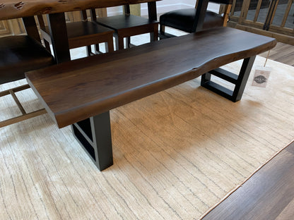 Malcolm Acacia Live Edge Dining Bench - Natural + Black