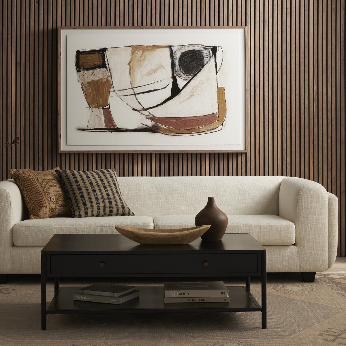 Ellington 46" 2 Drawer Coffee Table - Black Iron + Bronze