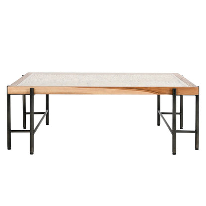 Maryam 50" Teak Square Coffee Table - Natural + Black