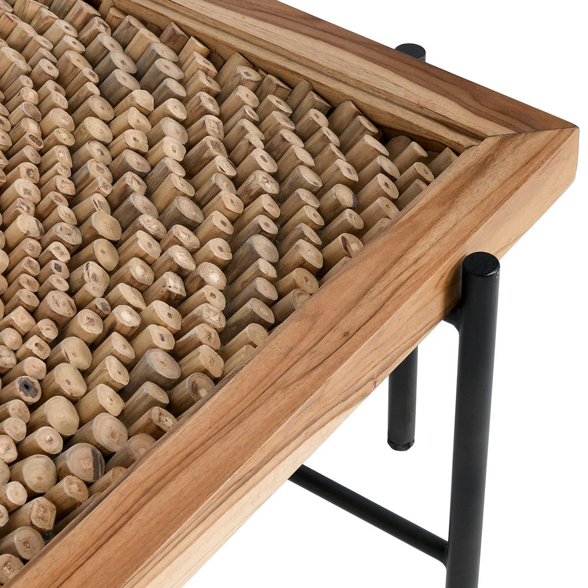 Maryam 50" Teak Square Coffee Table - Natural + Black