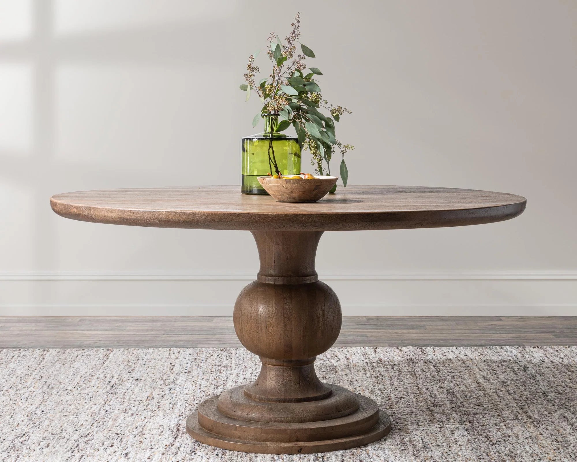 Camille 60" Round Dining Table - Pecan Brown