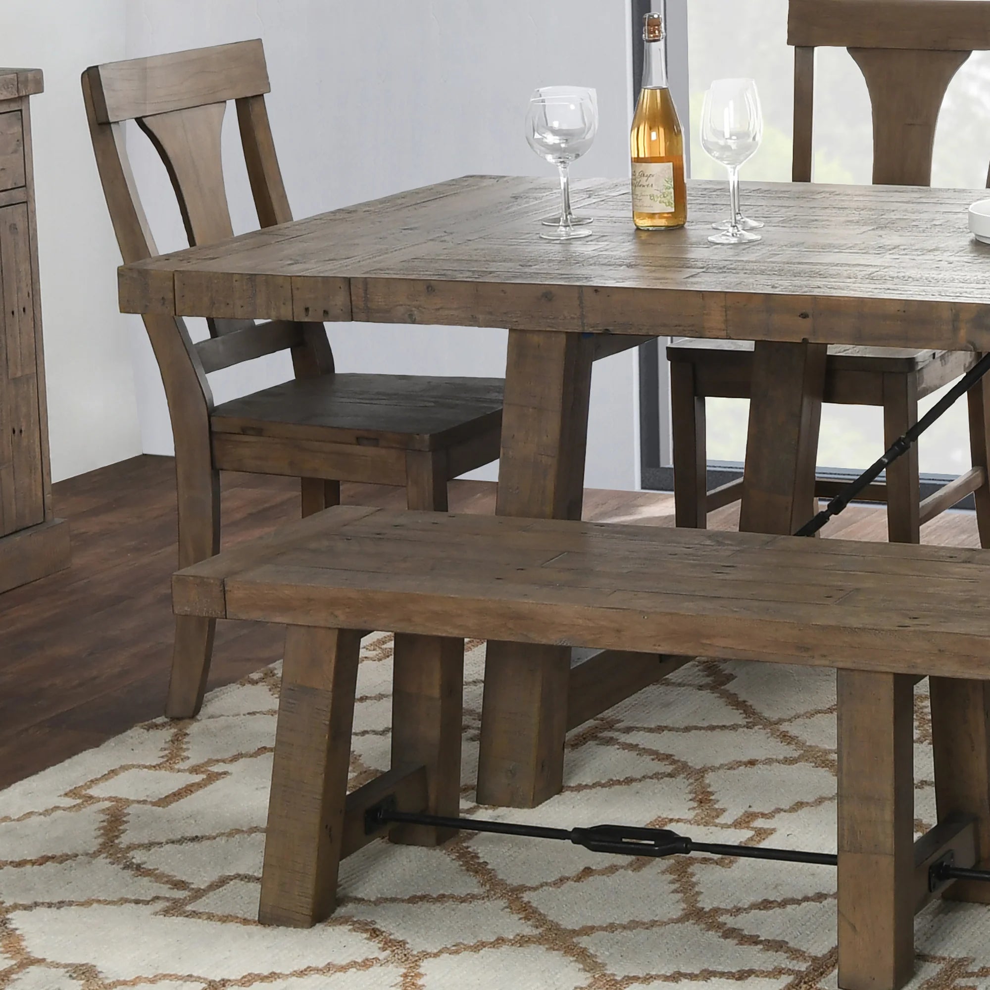 Modesto 84" - 106" Reclaimed Pine Extension Dining Table - Charcoal Wash