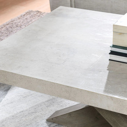 Tempe 54" Reclaimed Pine Rectangle Coffee Table - White + Distressed Brown
