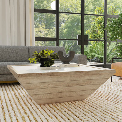 Corolla 48" Reclaimed Pine Coffee Table - Natural + Antique White