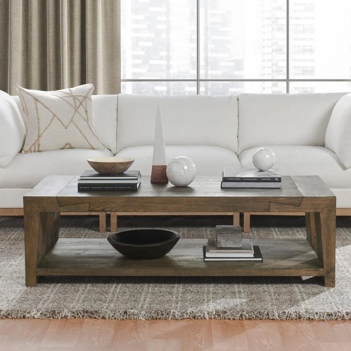 Cameron 60" Cracked Oak Coffee Table - Brown