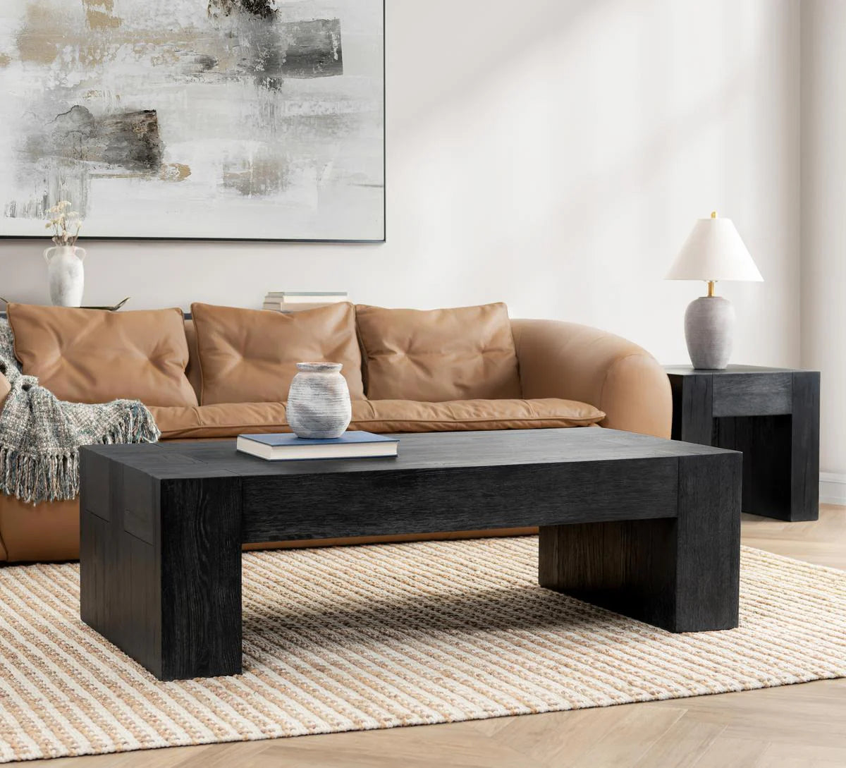 Bristow 60" Oak Rectangle Coffee Table - Aged Black