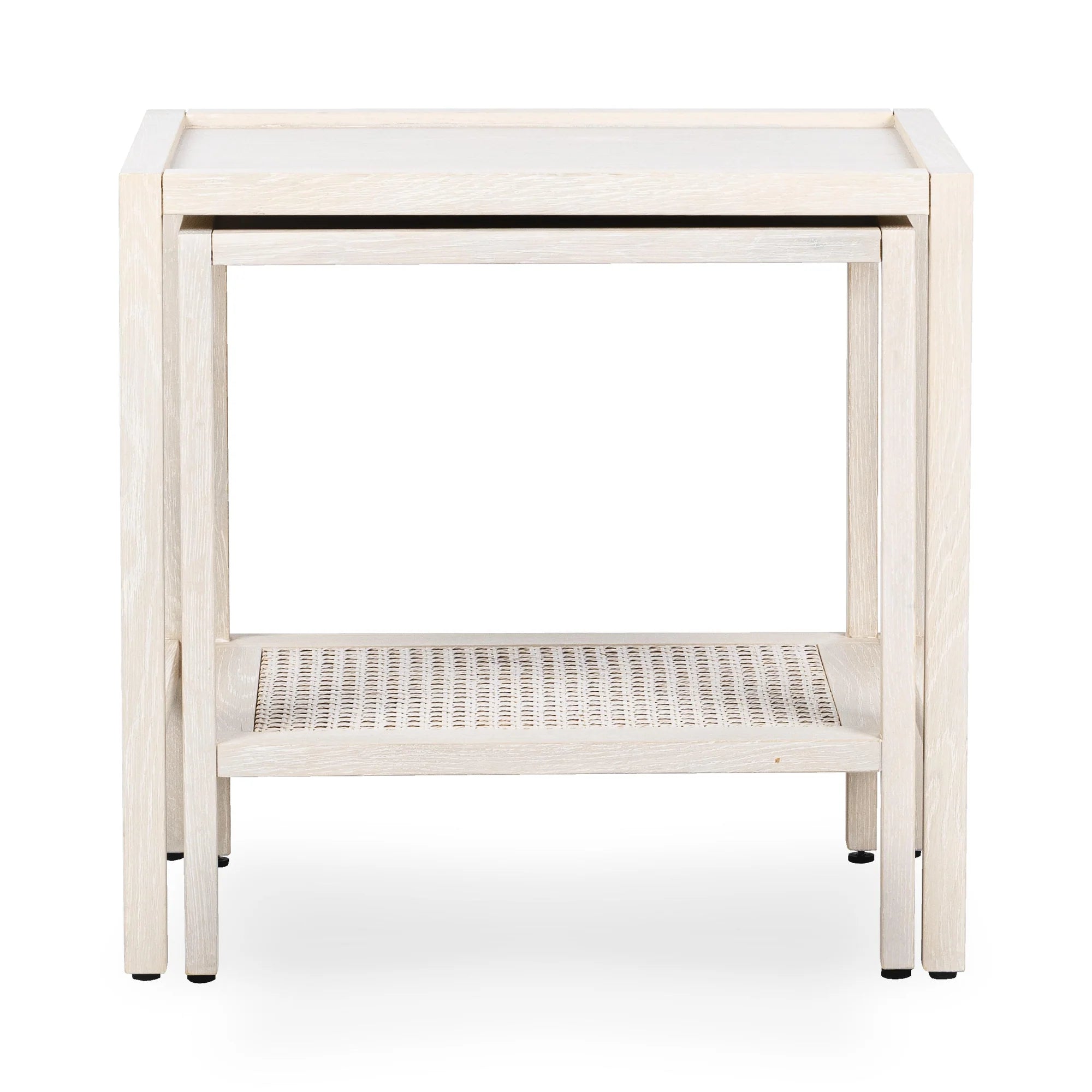 Dabney 22" Oak Nesting End Tables - Milk White