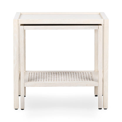 Dabney 22" Oak Nesting End Tables - Milk White