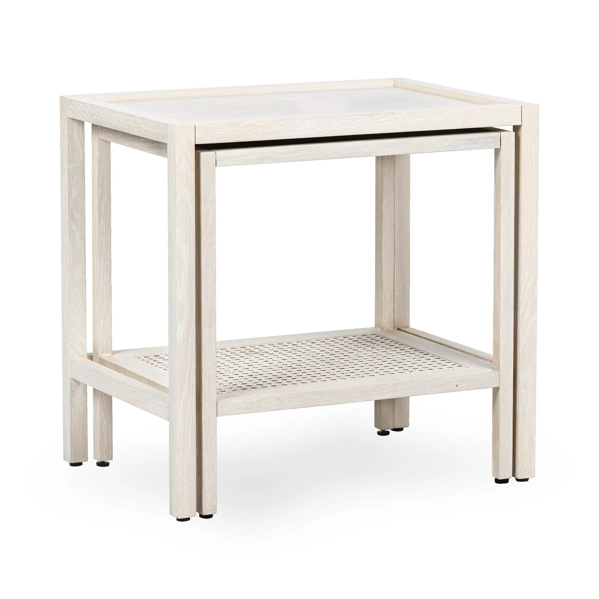 Dabney 22" Oak Nesting End Tables - Milk White