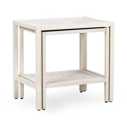 Dabney 22" Oak Nesting End Tables - Milk White