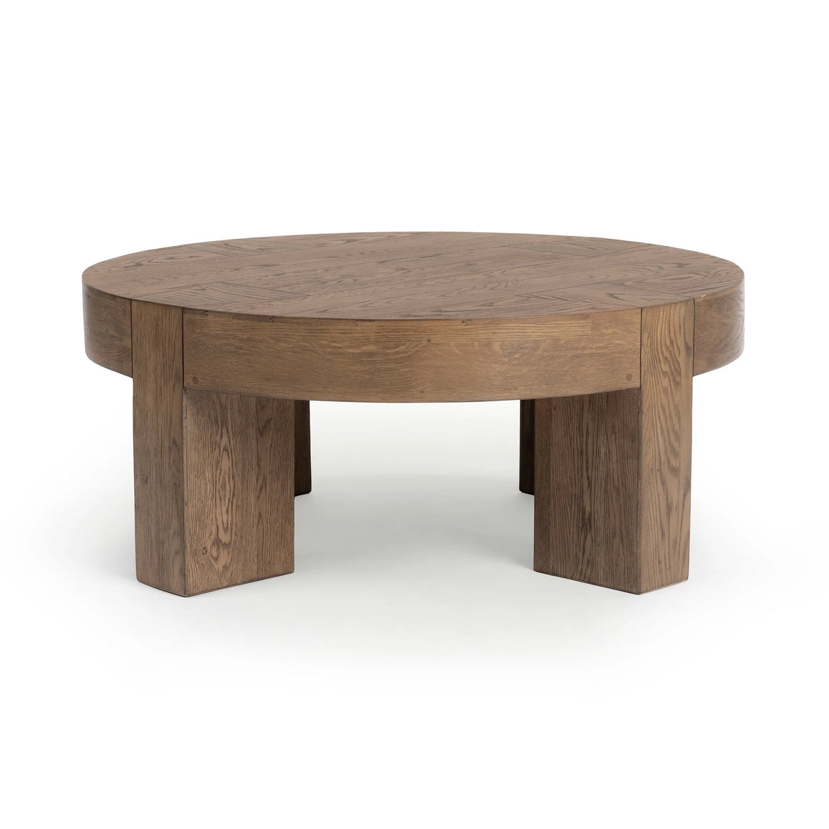 Bristow 44" Round Reclaimed Oak Coffee Table - Warm Natural