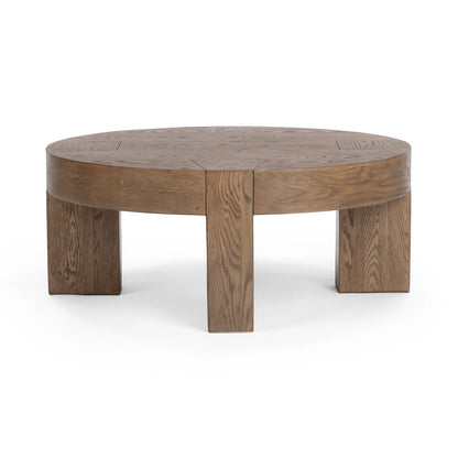 Bristow 44" Round Reclaimed Oak Coffee Table - Warm Natural