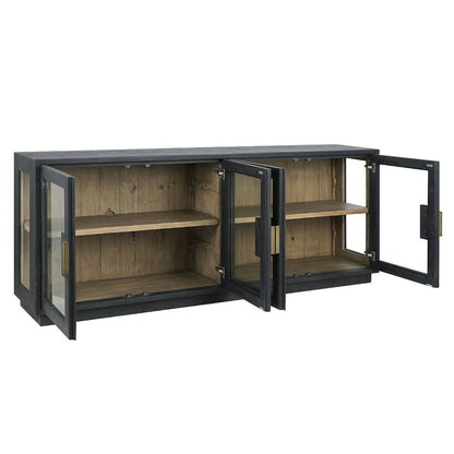 Mesa 90" 4 Door Glass Sideboard - Carbon Black