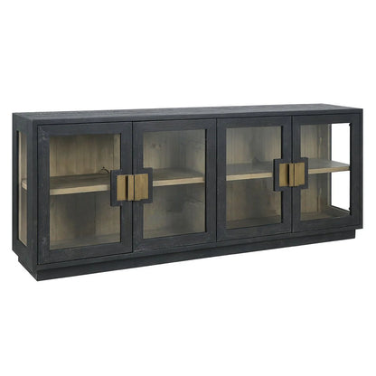 Mesa 90" 4 Door Glass Sideboard - Carbon Black