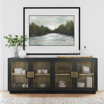 Mesa 90" 4 Door Glass Sideboard - Carbon Black