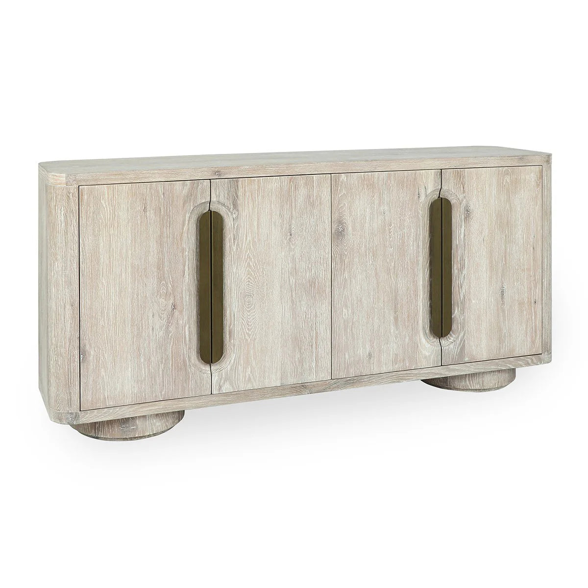 Alec 74" Oak 4 Door Sideboard - Cream Washed