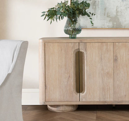 Alec 74" Oak 4 Door Sideboard - Cream Washed