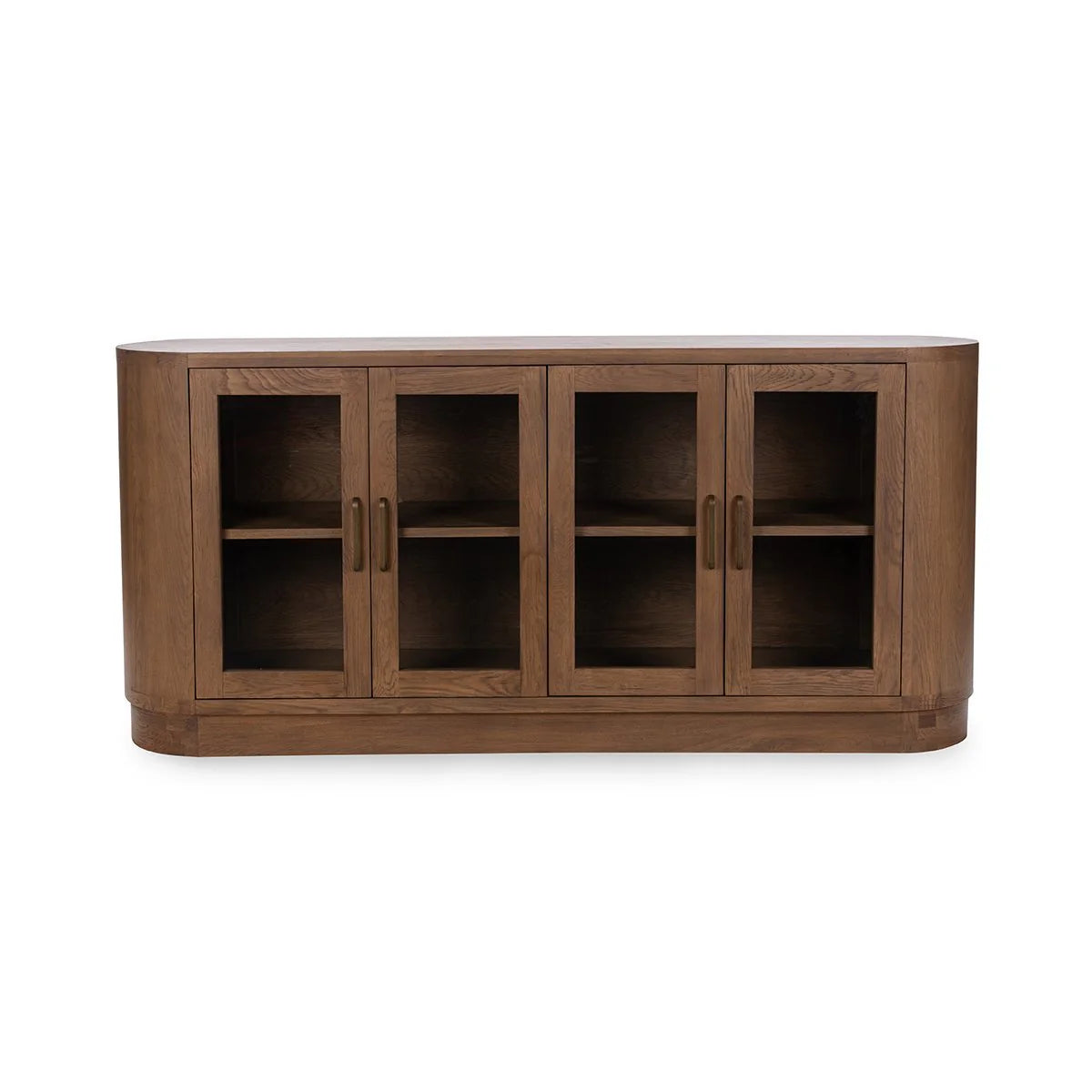 Xander 78" Oak 4 Door Glass Sideboard - Tawny Brown