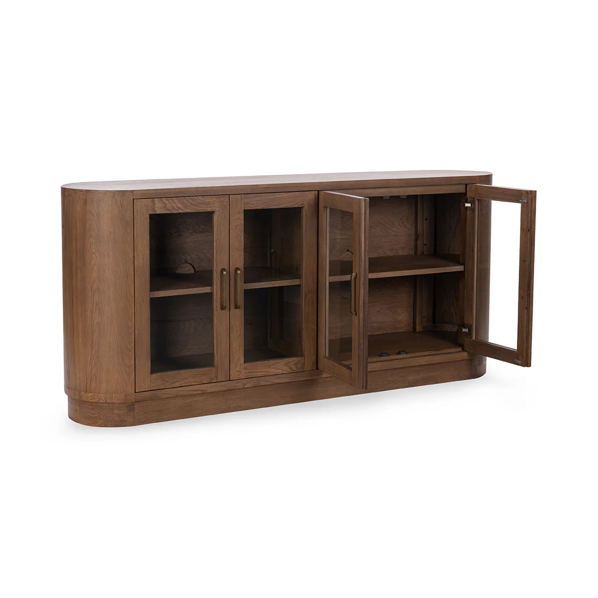 Xander 78" Oak 4 Door Glass Sideboard - Tawny Brown