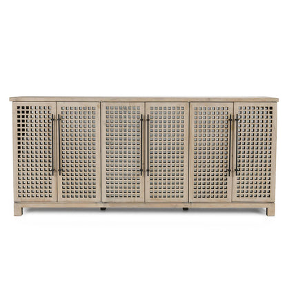 Elijah 96" Pine 6 Door Sideboard - Cream