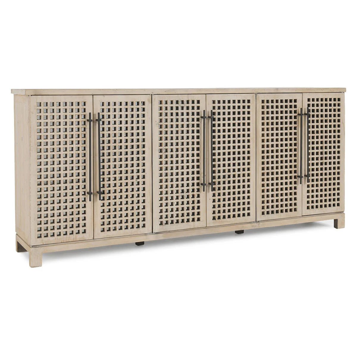 Elijah 96" Pine 6 Door Sideboard - Cream
