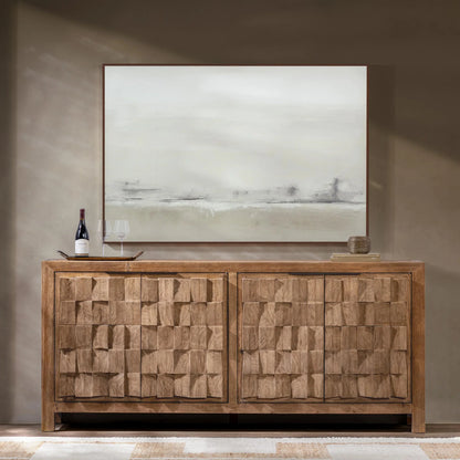 Gracie 86" Reclaimed Pine 4 Door Sideboard - Drifted Sand