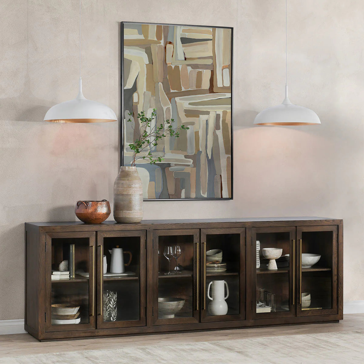 Tristan 108" Oak 6 Door Sideboard - Landmark Brown