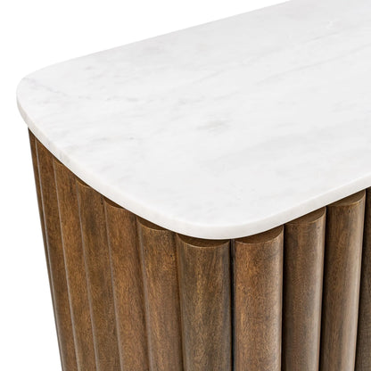Nathan 82" Bar Cabinet - Medium Walnut + Cloud Marble