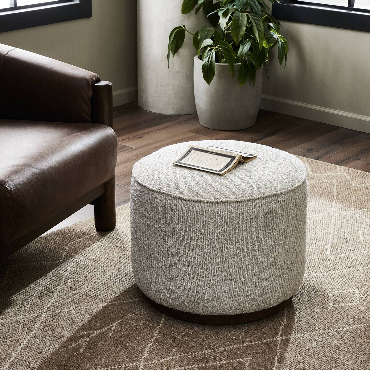 Johnna 22" Ottoman - Cream