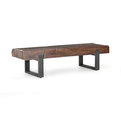 Alex 58" Reclaimed Wood Bench - Rustic Brown + Iron