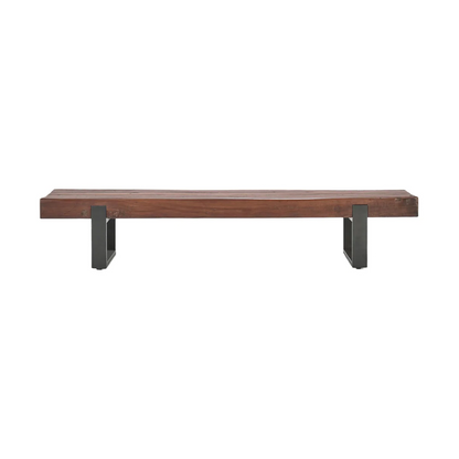Alex 74" Reclaimed Wood Bench - Rustic Brown + Iron