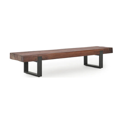 Alex 74" Reclaimed Wood Bench - Rustic Brown + Iron